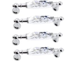 4 Stuks 96mm Kristallen Kastknoppen, Elegante Crystal Trekkers, Rhinestone Ladehandgrepen voor Kasten en Glazen Deuren