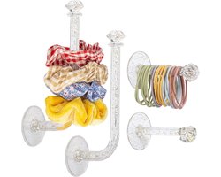 4 Stuks Acryl Scrunchie-Display-Organizer - Scrunchie Houders - Haarband Organizer - Houder voor Haarelastiekjes - Zelfklevend - Transparante - Kaptafel Opberger - Voor Haarbanden, Haarelastiekjes en Andere Haaraccessoires