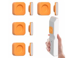 4-stuks Afstandsbedieninghouder - Magnetische afstandsbedieninghouder - Wandmontage - Magnetische sticker - Zelfklevend - 2,7 x 2,7 x 1,3 cm - Geschikt voor kasten, slaapkamers, kantoren, woonkamers, armleuningen, klaslokalen - Oranje