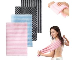 4 stuks Antibacteriële douchescrubs - Rug Scrubber - Exfoliërende handdoeken - Badhanddoeken - Exfoliërende handdoek voor de rug - Badhanddoeken - Exfoliërende handdoeken - Lange badhanddoeken - 25*100cm