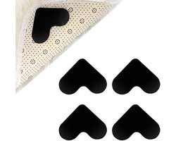 4-stuks antislip tapijttape - Tapijttape - Deurmattape - Antislip tapijtsticker - Anti-oprollende tapijtmat - Zelfklevende tape - Rubberen antislipsticker - 6*6*0,2 cm - Geschikt voor deurmatten, tapijten, houten vloeren en tegelvloeren - Zwart