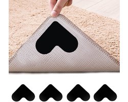 4-stuks antislip tapijttape - Tapijttape - Deurmattape - Antislip tapijtsticker - Anti-oprollende tapijtmat - Zelfklevende tape - Rubberen antislipsticker - 8*8*0,2 cm - Geschikt voor deurmatten, tapijten, houten vloeren en tegelvloeren - Zwart