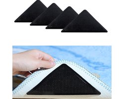 4 stuks antislipstickers voor tapijten, herbruikbare bankstickers, plakstrips voor hardhouten vloeren, antislipstickers voor tapijten 15x11cm (zwart)