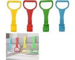 4 stuks - babybedringen - optrekringen voor baby's - handjesringen voor babybedjes - kleurrijke ophangringen - voor babybedjes, staande ringen - Optrekringen - Trekring voor box - Ringen voor kinderbedden - 19.5*8.5 cm - blauw, geel, groen, rood