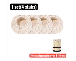 4 stuks - Baksets - 10cm - Herbruikbare Katoenen Afdekkap - Broodfermentatie - Fermentatie & Inmaak Doek voor Weckpotten - Ademende Stof Hoes tegen Stof
