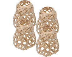 4 Stuks Bamboe Lampenkap - Mini Klokken Plafondlampenkap - Gevlochten Mini Lampenkap - Kroonluchter Paraplu Van Rieten Lampenkappen - Bamboe Weven Rotan Bamboeproduct