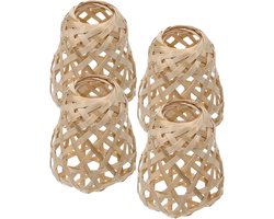 4 Stuks Bamboe Lampenkap - Mini Klokken Plafondlampenkap - Gevlochten Mini Lampenkap - Kroonluchter Paraplu Van Rieten Lampenkappen - Bamboe Weven Rotan Bamboeproduct