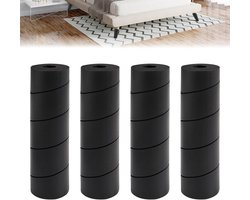 4 Stuks Bedframe Teenkappen - 6 Inch Rubberen Kappen - Herbruikbare Voetbeschermers voor Meubels en Tafel- en Stoelpoot Bescherming (Zwart)
