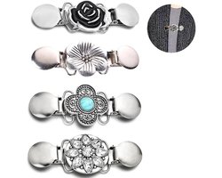 4 Stuks - Broche clip - Vestklem - Vestsluiting - Vestclip dames - Vestsluiting Dames - Vestspeld - Vestclip - Clip Met Haakje - Broche - Ketting - Blouse - Gebreide Jas - Jurken - Jas - Antislip Vaste Gesp - 4 Stijlen