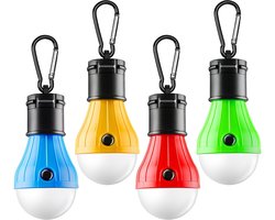 4 Stuks Compacte LED Camping Lantaarns - Waterdicht en Valbestendig Kampeerlicht met Haak