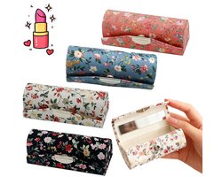 4 stuks - Cosmetica-organizer - Lippenstift-organizer - Lipgloss-organizer - Cosmetica-organizerdoos - Draagbare cosmetica-organizer - Ingebouwde spiegel - Kan aan een tas worden gehangen voor snelle make-up bijwerken