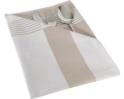 4 stuks Damast Servet Lineair Wit Taupe De Witte Lietaer