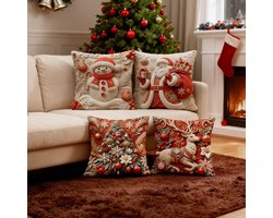 4 stuks Decoratie Kerstmis Kussens - 45 * 45cm- Decoratieve bank sfeer decoratie - Kussens