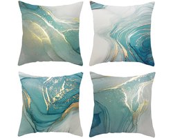 4 Stuks Decoratieve kussenslopen met marmeren textuur - Abstracte zachte kussensloop vierkante kussenhoezen 45*45 cm - Gooi kussensloop