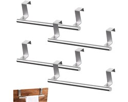 4 stuks deurhanddoekhouders keuken, handdoekhouder keuken, 24 cm keukenhanddoekhouder, theedoekenhouder keuken, handdoekhouder zonder boren, keuken, handdoekhouder om op te hangen voor laden, kast,