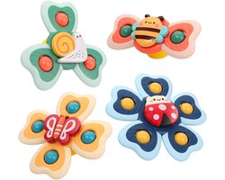 4 Stuks Draai Speelgoed Set Met Zuignappen - Baby Fidget Spinner voor in bad - Sensorisch speelgoed, Stressverlichtend speelgoed, Geschikt voor badkamers, Vensterbanken, kinderstoelen, enz