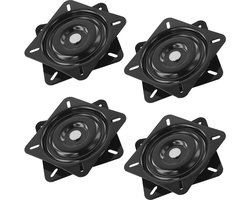 4 stuks draaibare stoelplaat, 16,5 cm, zwart, vierkante draaistoelplaat, voor krukken en stoelen