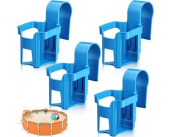 4 stuks - Drankhouder voor bij het zwembad - Bekerhouder voor aan het zwembad - Draagbare flessenhouder - Bekerhouder - Houd bier koud zonder te morsen - Blauw - 9,2*9,2*6 cm - Geschikt voor keuken badkamer bovengronds zwembad