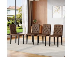 4-stuks Eetkamerstoel - Vintage eetkamerstoel - Stoel - Zwarte metalen poten - Metaal - 42x46x89cm - Ideaal voor woonkamers, eetkamers, privé-eetruimtes, hotelbanketzalen, cafés en andere commerciële ruimtes - Bruin