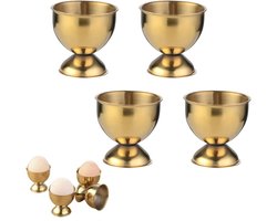 4-stuks Eierhouder - Eierdopje - Roestvrijstalen eierhouder - Metalen eierhouder - Gemakkelijk schoon te maken - Keukengereedschap - Geschikt voor restaurants, hotels, keukens en horeca - Zilver