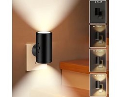 4 Stuks Energiezuinige Nachtlampen, 5-300LM Dimbare Helderheid, Met Afstandsbediening En Dag/nacht Sensor, Automatisch Aan in Het Donker/uit Bij Daglicht, Drie Lichtstanden (wit Licht, Warm Wit Licht, Warm Geel Licht)