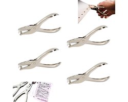 4 stuks - Enkele perforator - zilveren perforator - Enkel Gat Hand Perforator 6 mm - Geschikt voor papier, foto's, wenskaarten, kaarten - Metalen perforator - Kan meerdere vellen papier afdrukken