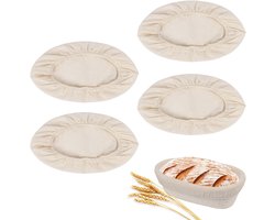 4-stuks fermentatiedoek - Wasbare stoffen komhoes - Fermentatiemandvoering - Ronde broodfermentatiehoes - Geschikt voor bakkerijen, thuis bakken, broodzuurdesem, zelfgemaakt bakdeeg - Beige
