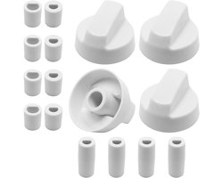 4 stuks - Fornuisknoppen - met 12 plastic adapters - binnendiameter 6 mm en 8 mm - Ovenknoppen - Universele schakelknoppen - Kunststof knoppen - Gasfornuisknoppen - Knop voor gasfornuis - Ovendraaischakelaar - Keukengereedschap - wit