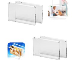 4 stuks fotolijst - acryl fotolijst - magnetische fotolijst - dubbelzijdige fotolijst - waterdicht - stofdicht - rechtop te plaatsen - decoratie - geschikt voor bureau, slaapkamer, studeerkamer (transparant, 10*15cm)