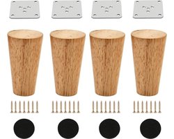 4 stuks - Furniture Legs - Meubelpoot - hout - Houten meubelpoot - hout kleur - 8cm