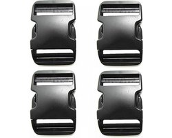 4 stuks - gespen - klikgesp sluitingen - Buckle - 20 mm - Snelle zijontgrendeling - Kunststof - zwart - voor bagageriemen, huisdierhalsbanden, rugzakreparatie