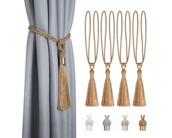 4 stuks gordijnhouders, gordijnhouders, polyester, katoenen touw met kwastjes, gordijn, Tiebacks decoratieve ramen, effen gordijnen, accessoires, geel