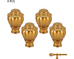 4 stuks - Gouden gordijnknoppen - Kunststof einddoppen voor gordijnroedes - geschikt voor gordijnroedes met een buitendiameter van 28 mm (1,1 inch) - Pompoenvorm - gouden - 97×61mm