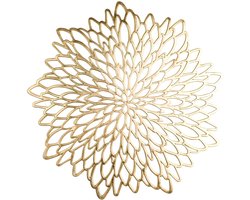4 stuks gouden placemats, metallic geperst voor eettafel placemats, ronde placemats met bloemenmotief, decoratie voor Kerstmis, Thanksgiving, vakantie, bruiloft