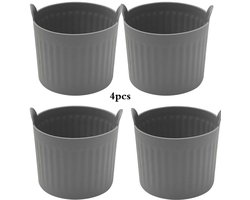 4 Stuks Grijze Airfryer Bakvormen - Premium Voedingsveilige Silicone Vormen - Anti-Aanbak & Hittebestendig Bakaccessoire - Eivormen - Huishoudelijk Multifunctioneel Keukengereedschap - Geschikt voor Cupcakes, Muffins, Pudding, Eiertaartjes