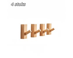4 stuks - Haken - Handdoekhaken - Zelfklevende haken van berkenhout - Wandmontage - Geschikt voor keukens, handdoeken, badkamers en huishoudens - Inclusief 3M-lijm - Geel