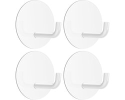 4 stuks-Handdoekhaakjes-witte ronde zelfklevende wandhaken-Waterdichte Haken voor Keuken en Badkamer - kleine plakhaken- waterdicht- robuust-roestvrij staal- douche-klevende handdoekhaken voor badkamer-keuken-woonkamer- camper-wit