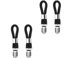 4 stuks - Handdoekklem - Handdoekrek - keukenhanddoekklemmen - 11.5*2.3 cm - zwart - multifunctionele clips - Geschikt voor thuiskasten en badkamers - Handdoekklem van katoentouw