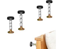 4-Stuks Hoofdbord Anti-vibratie - Verstelbare Geschroefde Hoofdbord Stabilisator - Anti-vibratie Stabilisator - Geschikt voor thuis bedframe anti-sway, hoofdbord anti-loslating, kast bank anti-vibratie, slaapkamer bed stabiliteit - Zilver