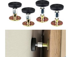 4 Stuks - Hoofdbordstoppers - 50-65 mm - Verstelbare Meubelpoten - Zelfklevende Meubelpoten - Anti Wiebelhulpstuk - Bedside Fixer - Hoofdbordbevestigingen - Meubelbeschermer - Vloerbeschermers - Voor hoofdborden, kasten en banken - Zilver
