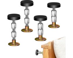 4 Stuks - Hoofdbordstoppers - 65-86 mm - Verstelbare Meubelpoten - Zelfklevende Meubelpoten - Anti Wiebelhulpstuk - Bedside Fixer - Hoofdbordbevestigingen - Meubelbeschermer - Vloerbeschermers - Voor hoofdborden, kasten en banken - Zilver