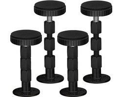 4 Stuks - Hoofdbordstoppers - 80-107 mm - Verstelbare Meubelpoten - Zelfklevende Meubelpoten - Anti Wiebelhulpstuk - Bedside Fixer - Hoofdbordbevestigingen - Meubelbeschermer- Bankvoeten - Vloerbeschermers - Voor hoofdborden, kasten en banken - Zwart