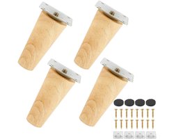 4 Stuks - Houten Meubelpoten - Bankpoten Rond - Meubeltafelpoten - Kastpoten - Meubelpoot - Tafelonderdeel - Steunpoot - Houtkleur