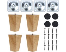 4 Stuks - Houten Meubelpoten - Meubelpoot - Tafelpoot - Steunpoot - Rechthoekige meubelpoten - Meubeltafelpoten - Kastpoten - Houtkleur
