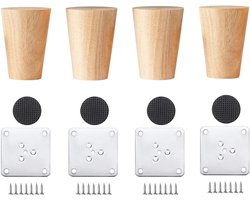 4 Stuks Houten Meubelpoten van 6 cm, Rechte Poten voor Sofa, Tafel, Bed en Meubels, Duurzaam en Stijlvol