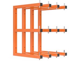 4 stuks houtenrek, wandgemonteerde houthark, zware houten opslagrekken met 6-traps systeem, 800 lbs stevige garagehouten organisator, hangende oranje houtmetalen rekken voor binnen en buiten