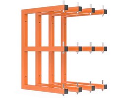 4 stuks houtenrek, wandgemonteerde houthark, zware houten opslagrekken met 6-traps systeem, 800 lbs stevige garagehouten organisator, hangende oranje houtmetalen rekken voor binnen en buiten