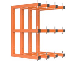 4 stuks houtenrek, wandgemonteerde houthark, zware houten opslagrekken met 6-traps systeem, 800 lbs stevige garagehouten organisator, hangende oranje houtmetalen rekken voor binnen en buiten