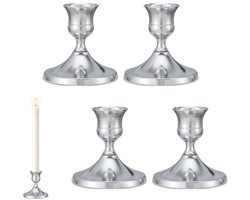 4 stuks - Kaarsenhouder - Kandelaar - Kaarshouder - Decoratieve Kaarsenstandaards - metalen kaarsenhouders - vintage decoratie - huisdecoratie - kaarsaccessoires - voor bruiloft, kerst, woonkamer, huwelijksceremonie - 6.7*6.7*7 cm - zilver