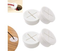 4 stuks - Kabeldoorvoer flexibele siliconen - Flexibele siliconen kabeldoorvoer - Siliconen kabeldoorvoer - Wit - 20 mm opening - voor meubels - bureau - vergadertafel - ervaring bureau - ergonomisch design - verbetert werkervaring